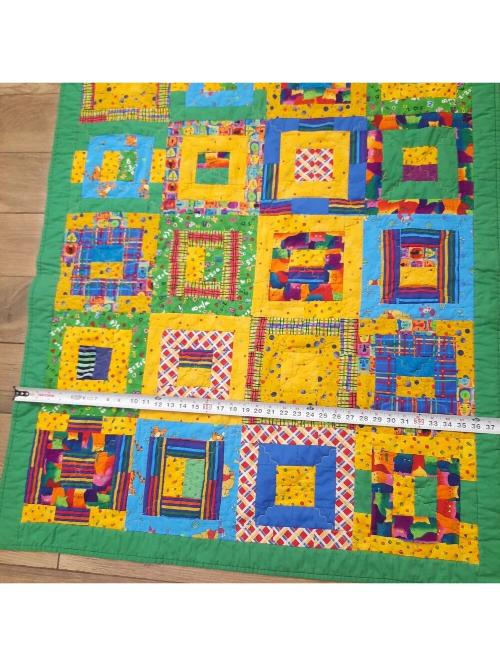 Vintage Patchwork Kids baby Quilt Handmade Nursery Bedding Primary bright colors